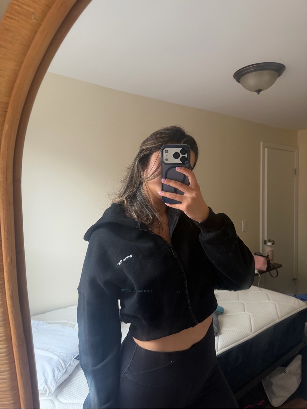 White Fox Boutique Black Cropped Hoodie Jacket